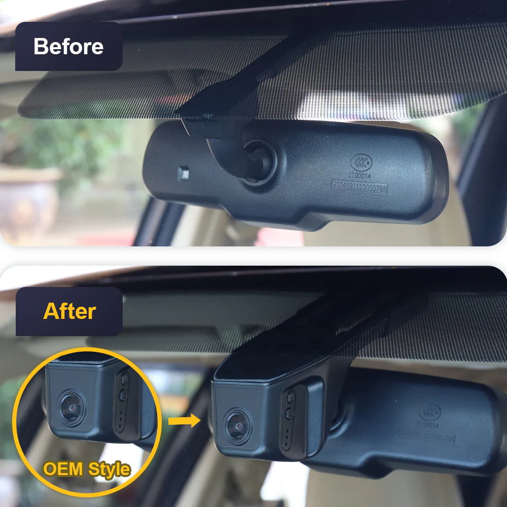 Front dashcam installed with hidden wiring